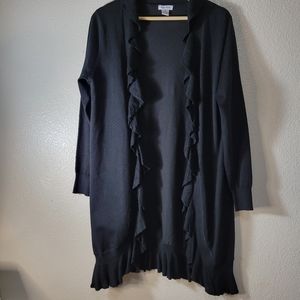 Anna Rose Open front Cardigan Ruffle Accent